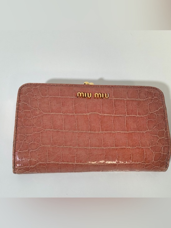 Miu Miu Handbags - Miu Miu Rose Croc-Embossed Leather Wallet with Gold Logo